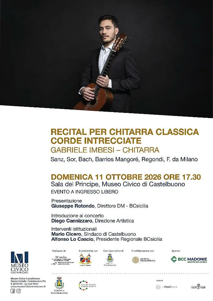 Corde intrecciate: da Sanz a Britten, il recital di Gabriele Imbesi al Castello dei Ventimiglia