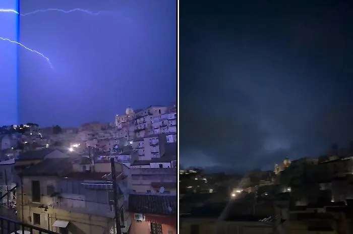 Tempesta elettrica su Enna: decine e decine di fulmini la illuminano nella notte