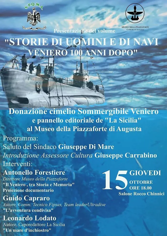 Il Veniero a cento anni dall'affondamento: serata-evento di memoria, immagini e donazioni ad Augusta