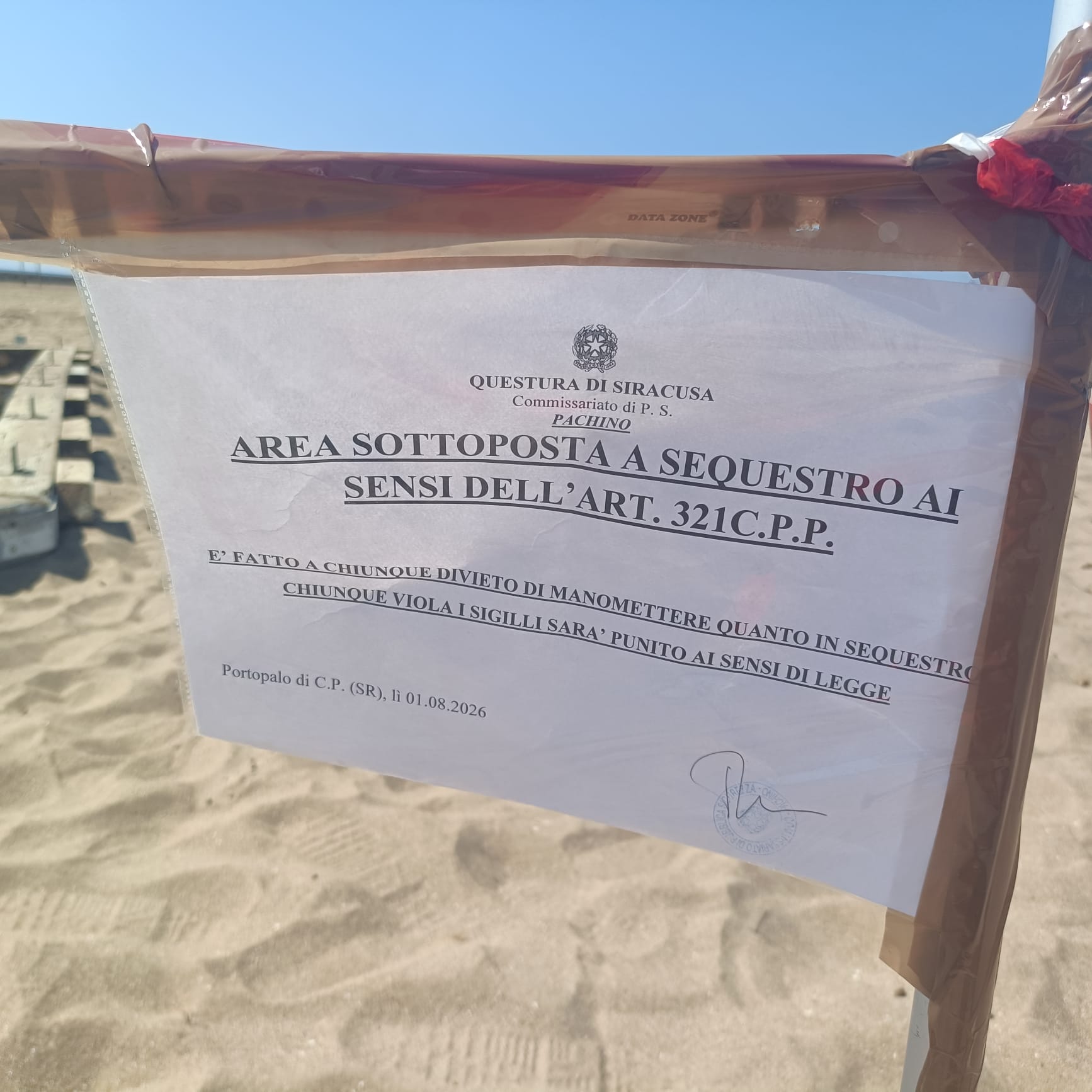Sequestro lido Scialai all'Isola delle Correnti
